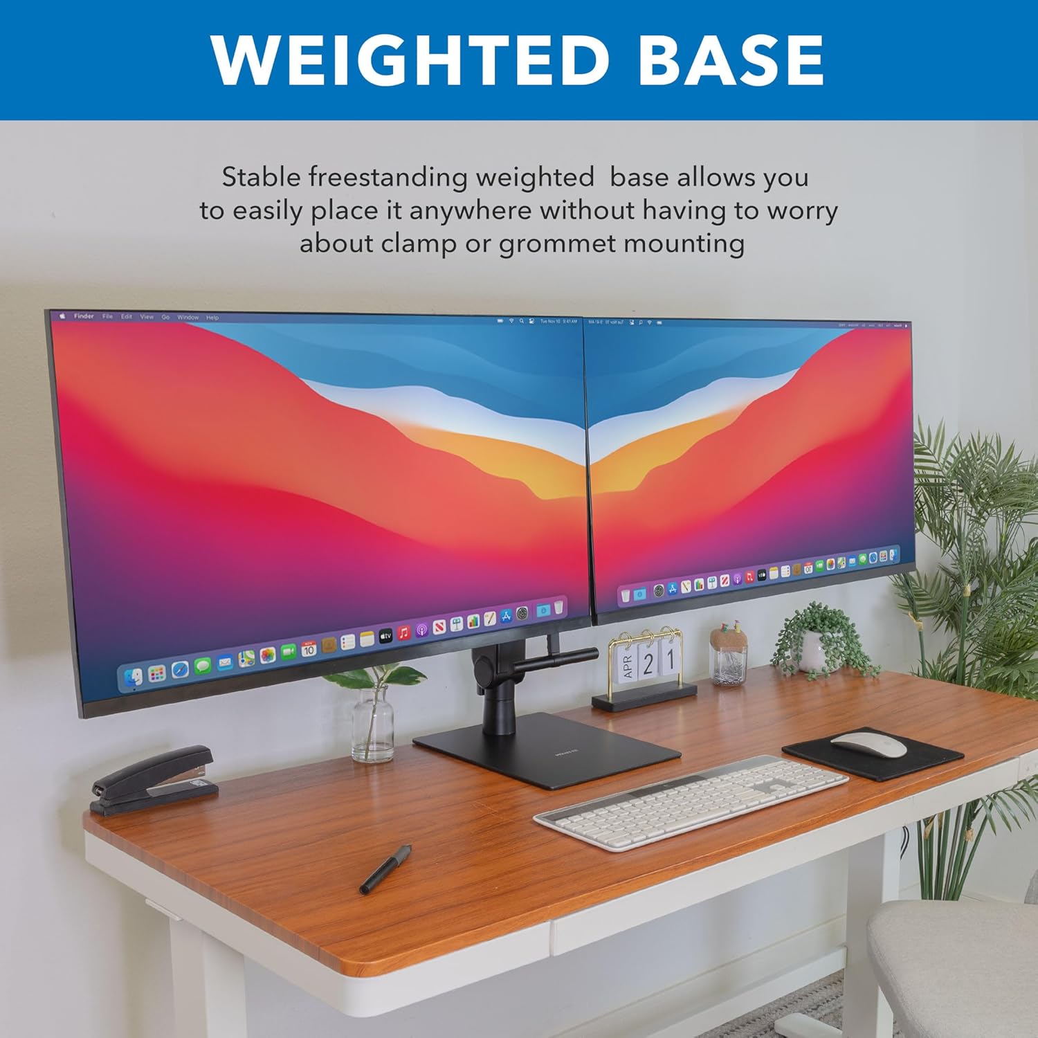 Mount-It! Freestanding Dual Monitor Stand 17" to 32", Height Adjustable