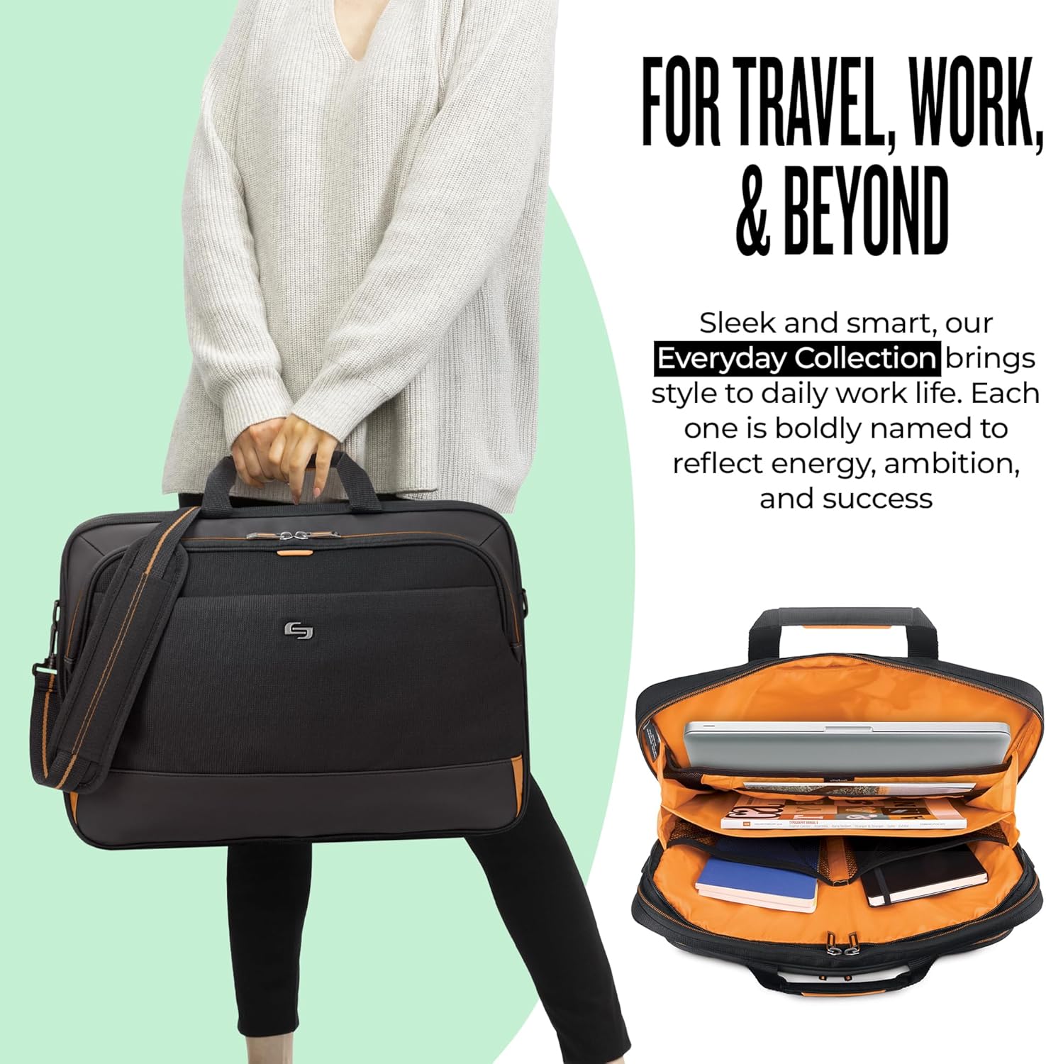 Solo New York Briefcase - Laptop Carrying Bag for Women & Men, Brief for Travel & Work, Internal Tablet Pocket
