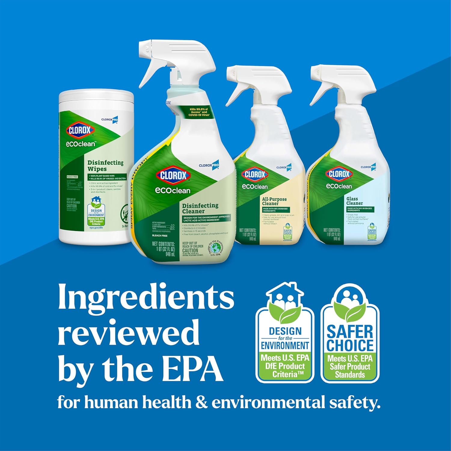Clorox CloroxPro EcoClean Disinfecting Cleaner Refill, 128 Fluid Ounces 128 Fl Oz (Pack of 1)