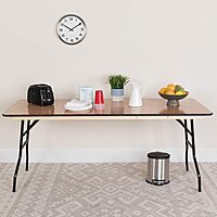 Flash Furniture Rectangular Folding Banquet Table, 30-1/4in H x 30in W x 72in D, Natural/Black