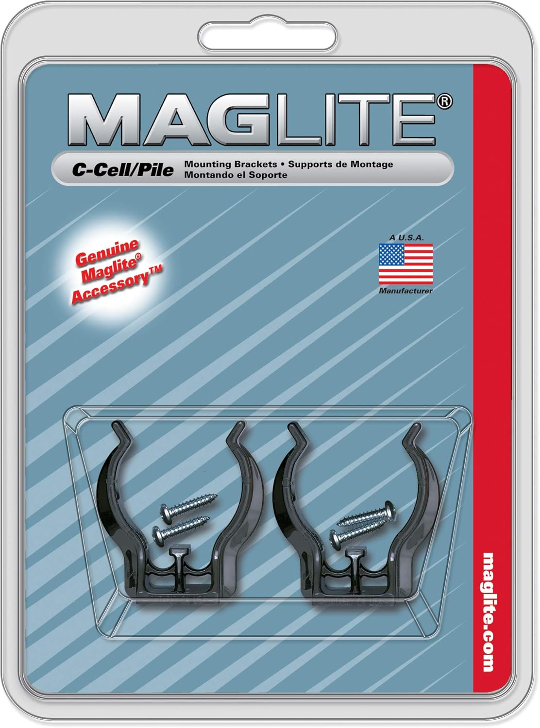 Maglite Black Universal Mounting Brackets for C-Cell Flashlight, 2 pk