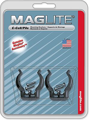 Maglite Black Universal Mounting Brackets for C-Cell Flashlight, 2 pk