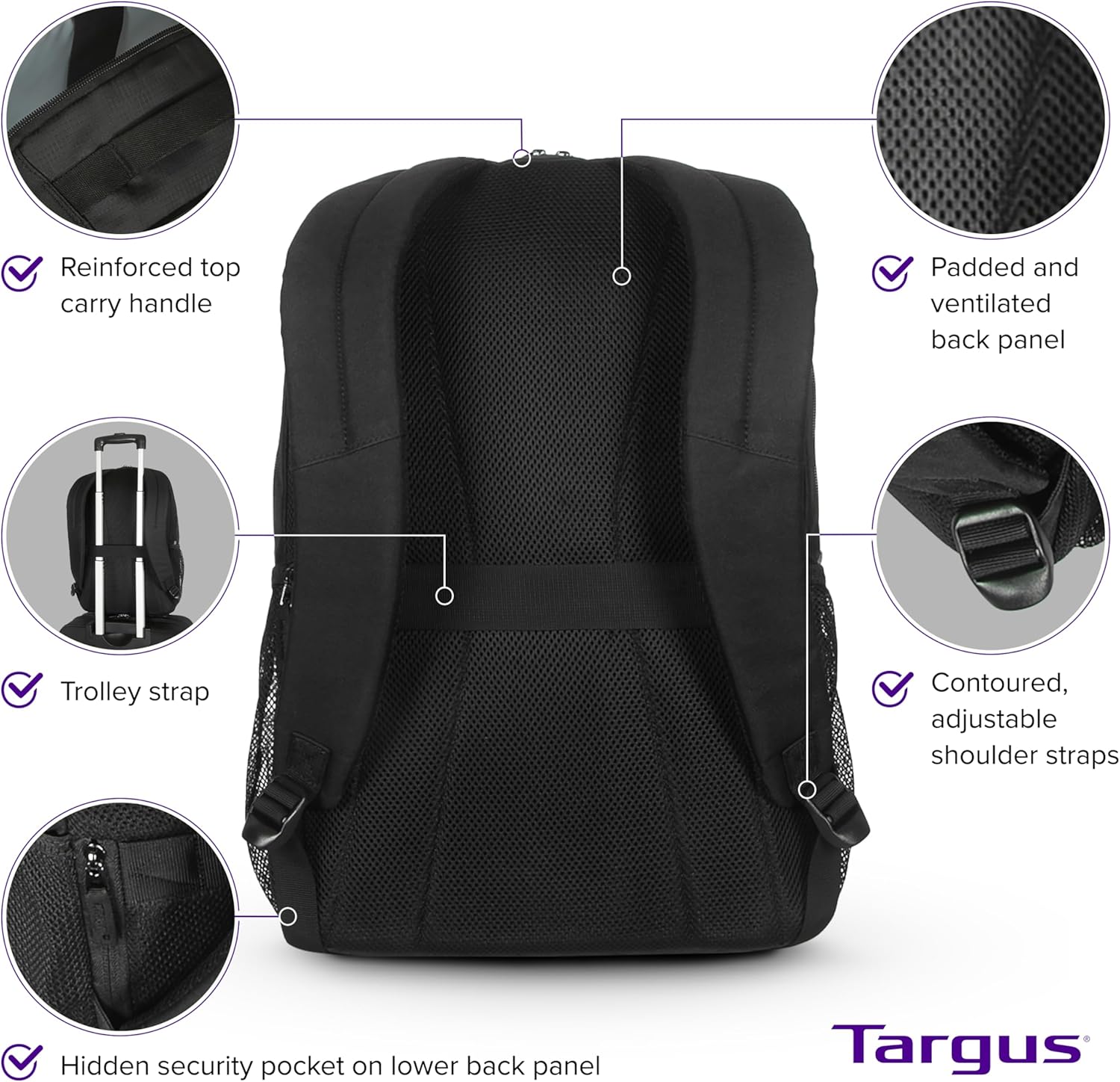 Targus Ascend TSB710US Carrying Case (Backpack) for 16in Notebook - Black - Sweat Resistant - Polyester