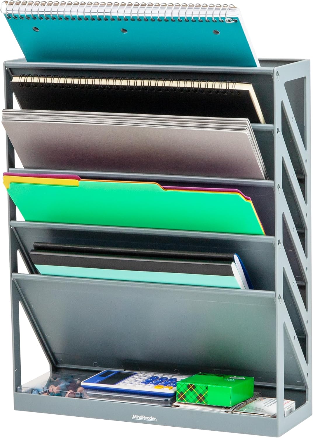 Mind Reader 5-Tier Vertical File Holder, Desktop Organizer, Wall Mount