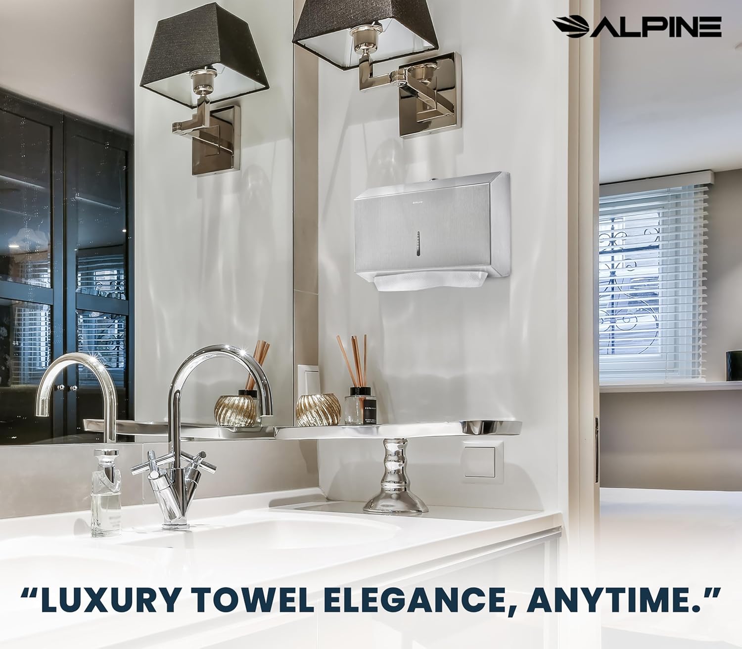 Alpine Paper Towel Dispenser Wall Mount for Multifold, Trifold & c Fold Paper Towel Holder 2-Pack Commercial Stainless Steel