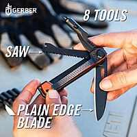 Gerber Gear Armbar Trade 8-in-1 Multi-tool - 2.5" Plain Edge Blade, Pry Bar, Hammer - EDC Gear and Equipment - Burnt Orange