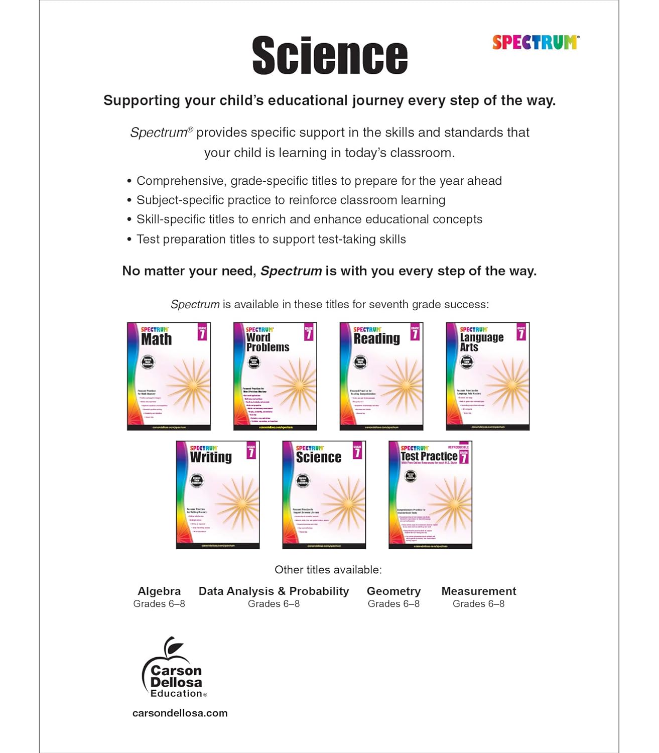 Spectrum 7th Grade Science Workbook, Ages 12 to 13, Grade 7 Science Workbook, Natural, Earth, and Life Science