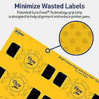 Avery Printable Wraparound Band Labels, Sure Feed Technology, 1.5" x 3.5", Bright Yellow, Cigar Band Labels