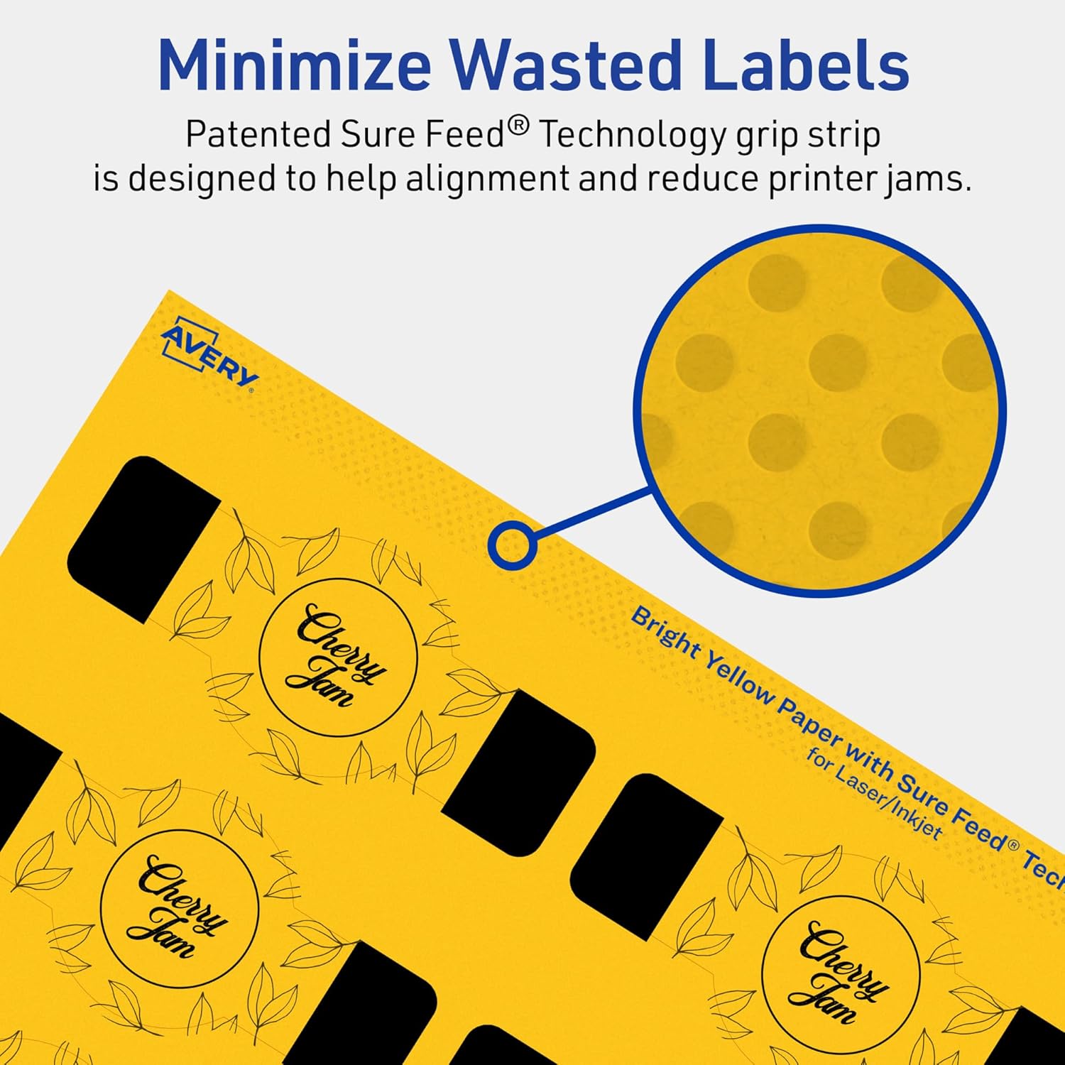 Avery Printable Wraparound Band Labels, Sure Feed Technology, 1.5" x 3.5", Bright Yellow, Cigar Band Labels