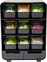 Mind Reader Tea Bag Organizer, Tea Station Organizer, Countertop Storage, Kitchen, Plastic, 10.25"L x 3.25"W x 13.75"H, Black