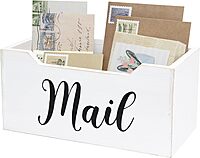 Elegant Designs Rustic Farmhouse Wooden Tabletop Mail Organizer Box