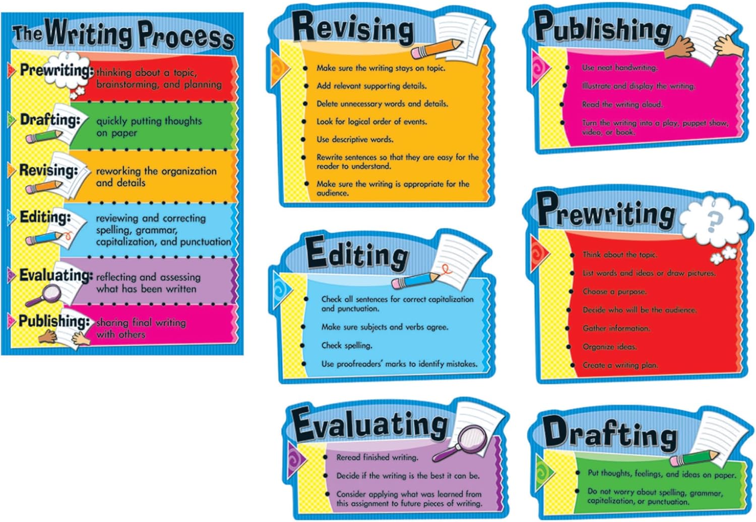 Carson Dellosa 6 pc Bundle of Writing Process Bulletin Board Decorations
