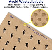 Avery Kraft Brown Round Labels, Sure Feed Technology, 1" Diameter, Print-to-The-Edge, Laser/Inkjet Printable