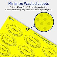 Avery Printable Oval Labels, Sure Feed Technology, 1-1/8" x 2-1/4", Neon Yellow Labels, Print-to-The-Edge