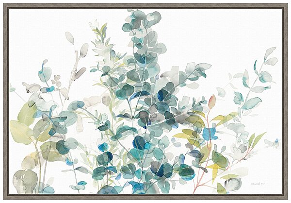Amanti Art Framed Canvas Wall Art 16x23 Eucalyptus I White Crop by Danhui Nai, Framed Wall Art Canvas, Flowers Artwork, Rustic Farmhouse Decor, Medium Poster Painting for Living Room, Bedroom Grey