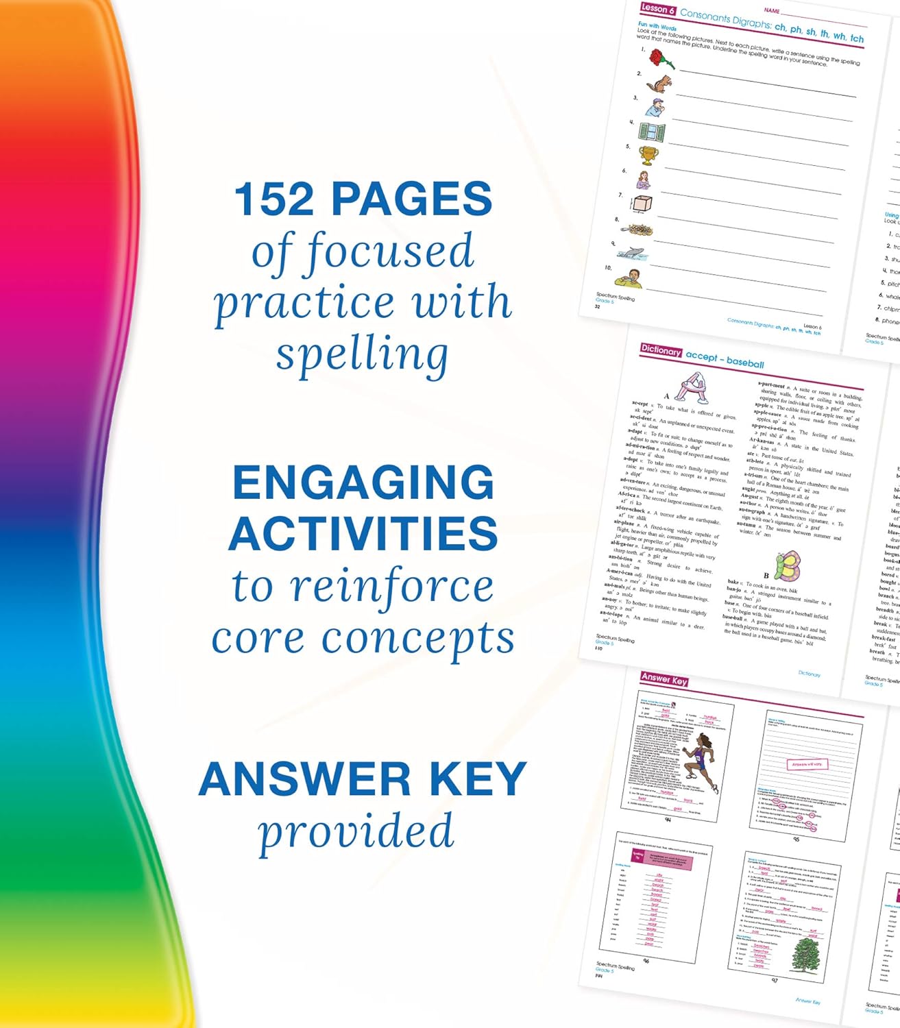 Spectrum Spelling Workbook Grade 5, Ages 10 to 11, 5th Grade Spelling Workbooks, Handwriting Practice with Parts of Speech