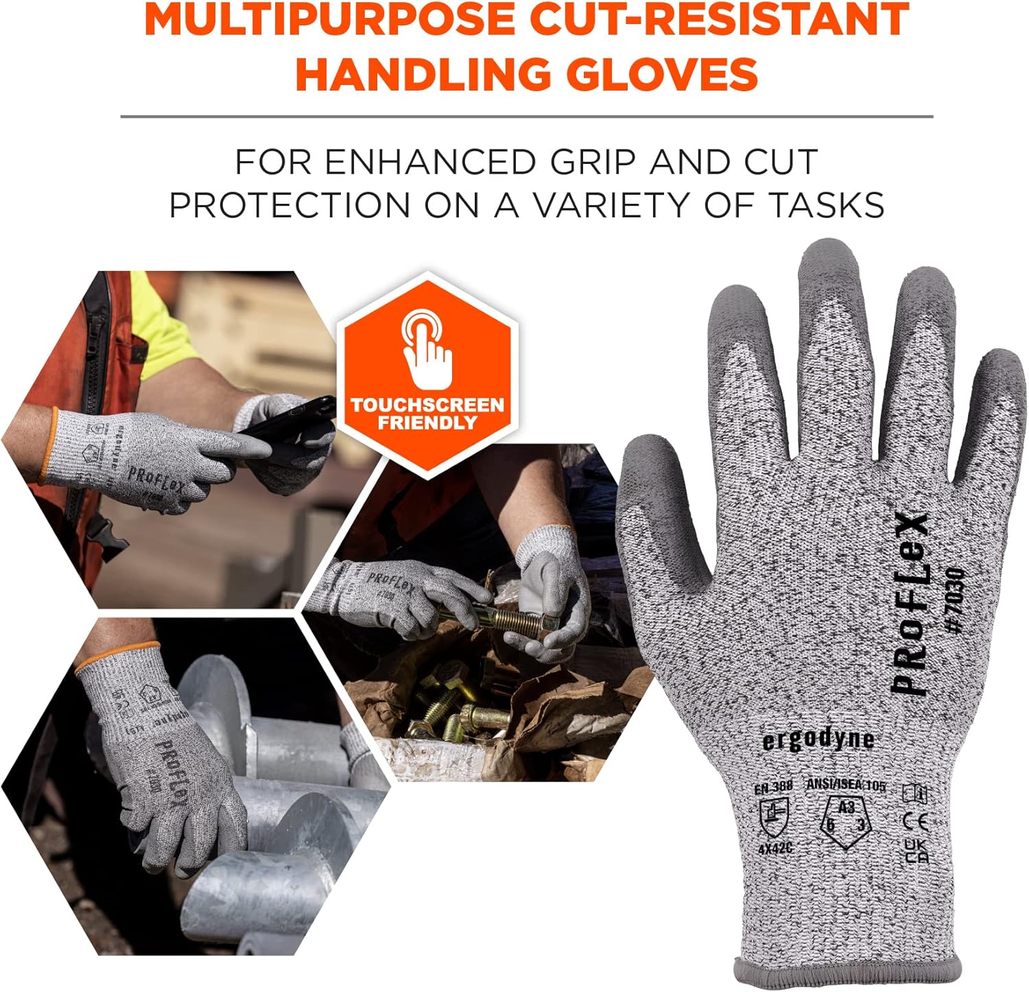 ERGODYNE ProFlex 7030 PU-Coated Cut-Resistant Gloves
