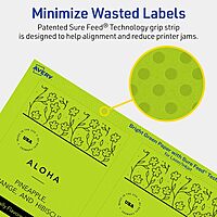 Avery Printable Rectangle Labels, Sure Feed Technology, 5 x 3-1/2, Bright Green