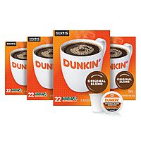 Dunkin' Original Blend Coffee, Medium Roast, K-Cup Pods, 22 Count Boxes (Pack of 4)