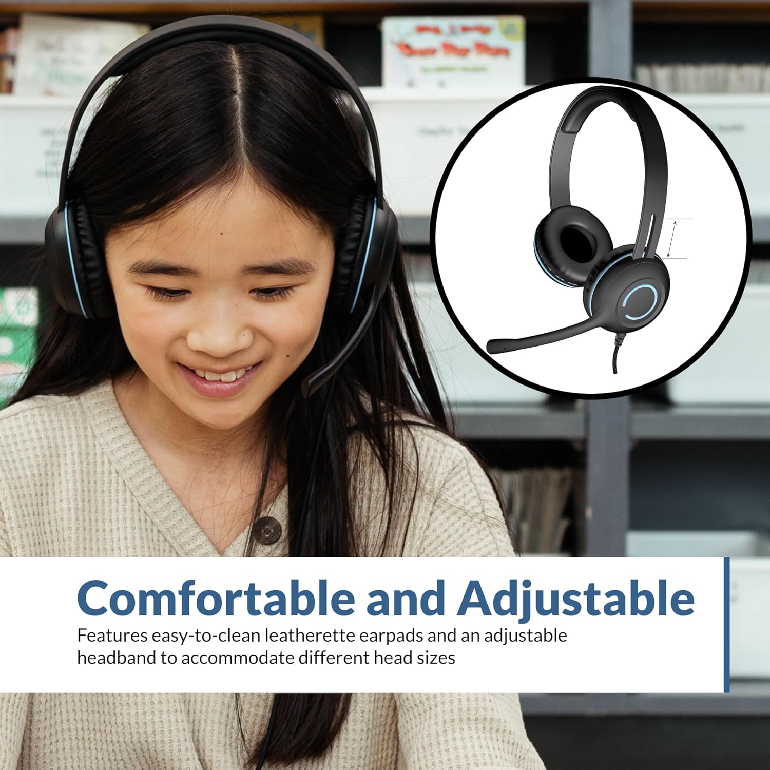 Cyber Acoustics Stereo USB Headset (AC-5008A), in-line Controls for Volume & Mic Mute, Adjustable Mic Boom for PC & Mac