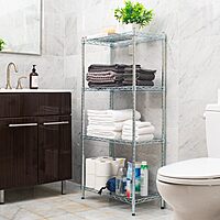 MIND READER 4-Tier Adjustable Metal Storage Shelf, Chrome