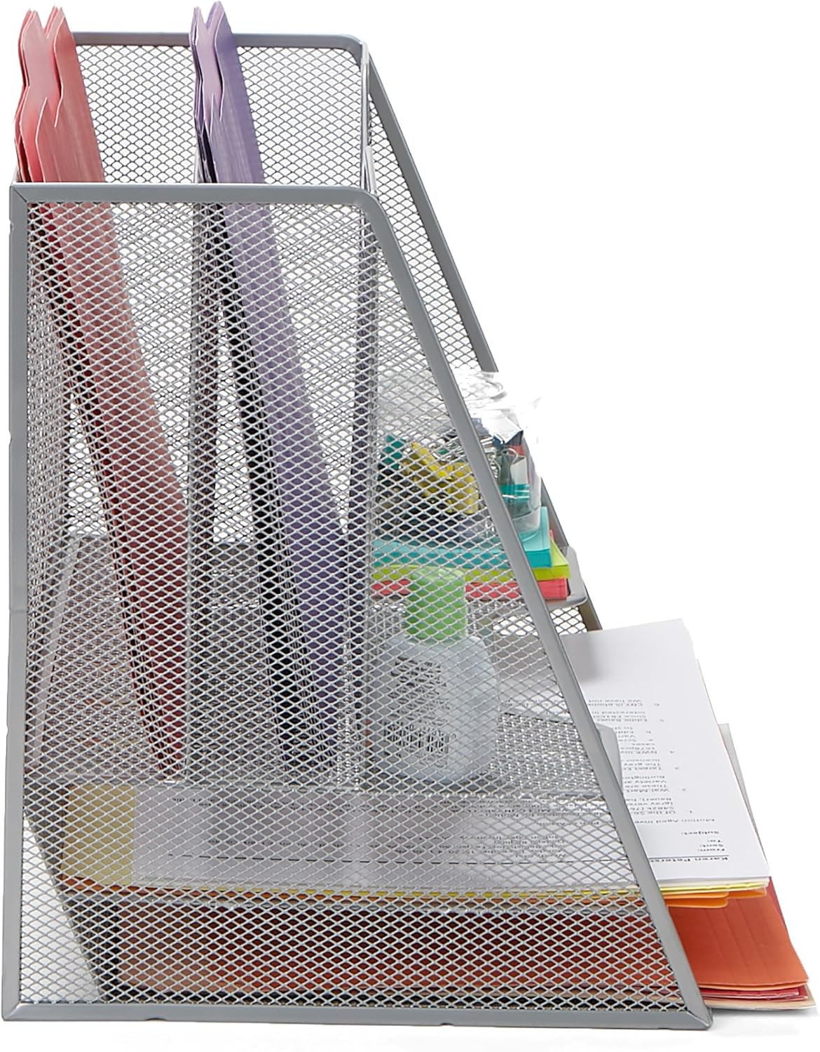 Mind Reader Desktop Organizer, Vertical File Holder, Paper Trays, Metal Mesh