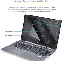 StarTech.com Laptop Privacy Screen for 15.6" Notebook - Magnetic Removable Laptop Display Security Filter - Blue Light Reducing Screen Protector - 16:9 - Matte/Glossy - +/-30°