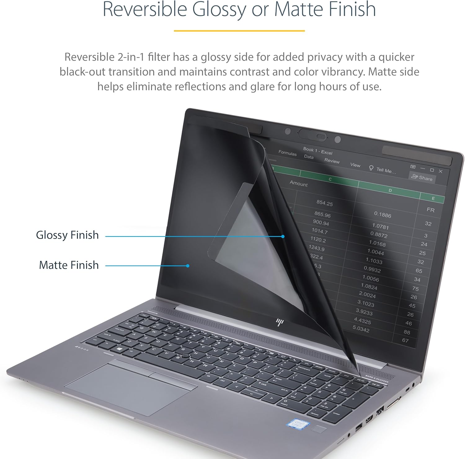 StarTech.com Laptop Privacy Screen for 15.6" Notebook - Magnetic Removable Laptop Display Security Filter