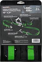 KEEPER Chrome Ratchet Tie-Downs with J-Hooks, Bright Green Webbing, 2-Pack