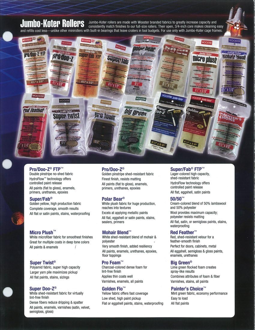 Wooster Brush RR303-6-1/2 Jumbo-Koter Pro/Doo-Z Roller 1/2-Inch Nap, 2-Pack, 6-1/2-Inch 6.5 Inch