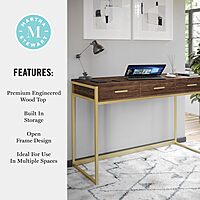Martha Stewart Ollie Home Office Desk with 3 Drawers
