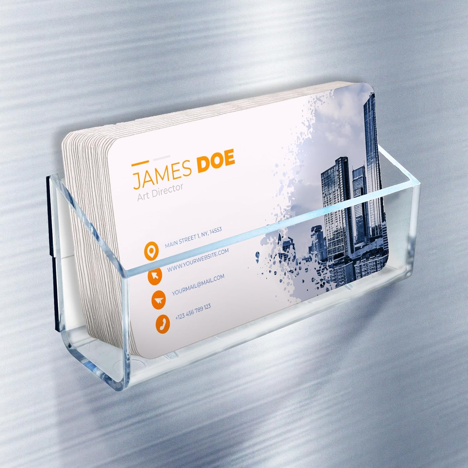Azar Displays Magnetic Business Card Holders, 1-5/8in x 3-3/4in, Clear, Pack Of 10 Holders