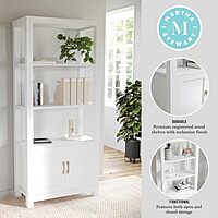 Martha Stewart Hutton Four Tier Shaker Bookcase with Storage Cabinet