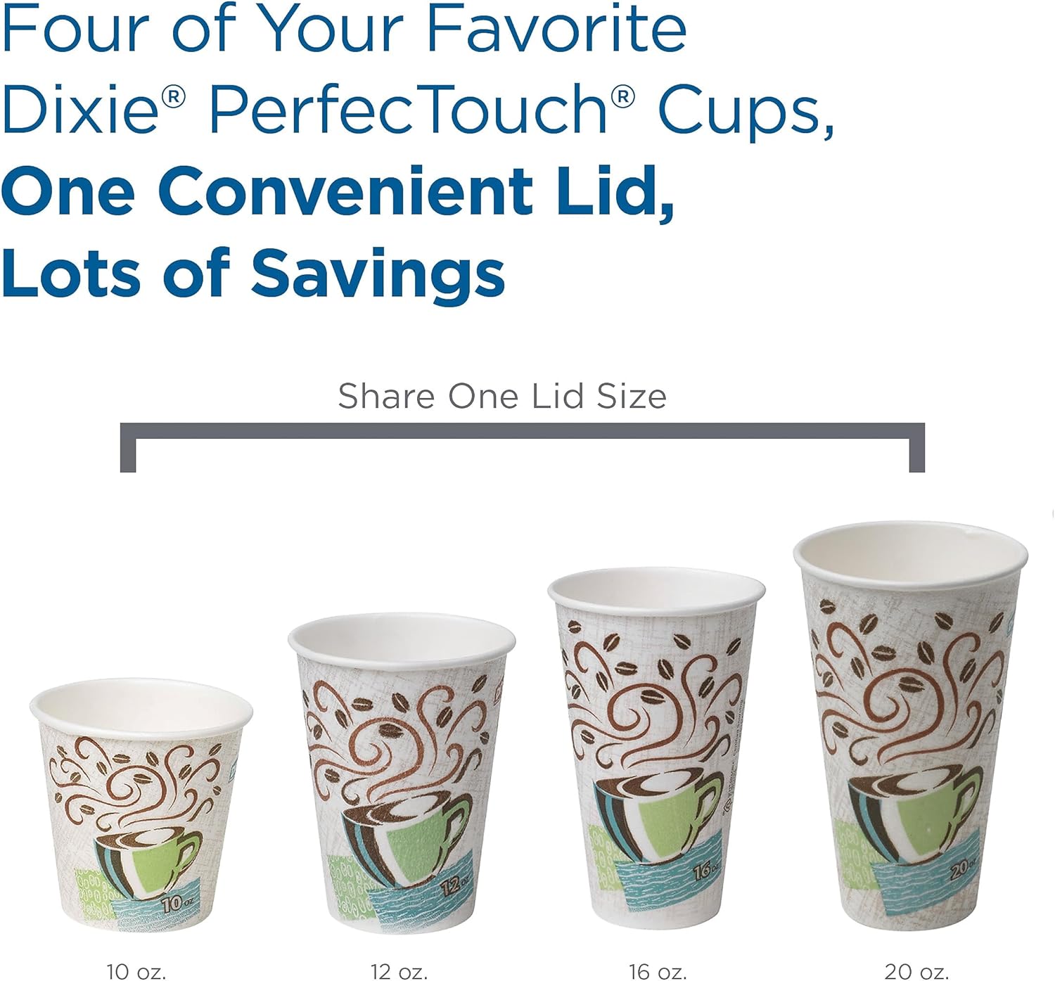 Dixie PerfecTouch Insulated Paper Hot Cups, 16 oz, Coffee Haze Design - 50 Count