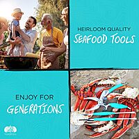 Toadfish Crab & Lobster Seafood Tool Set - 2 Shell Crackers With Cutters & 4 Multi-Use Forks - Non-Slip Grips