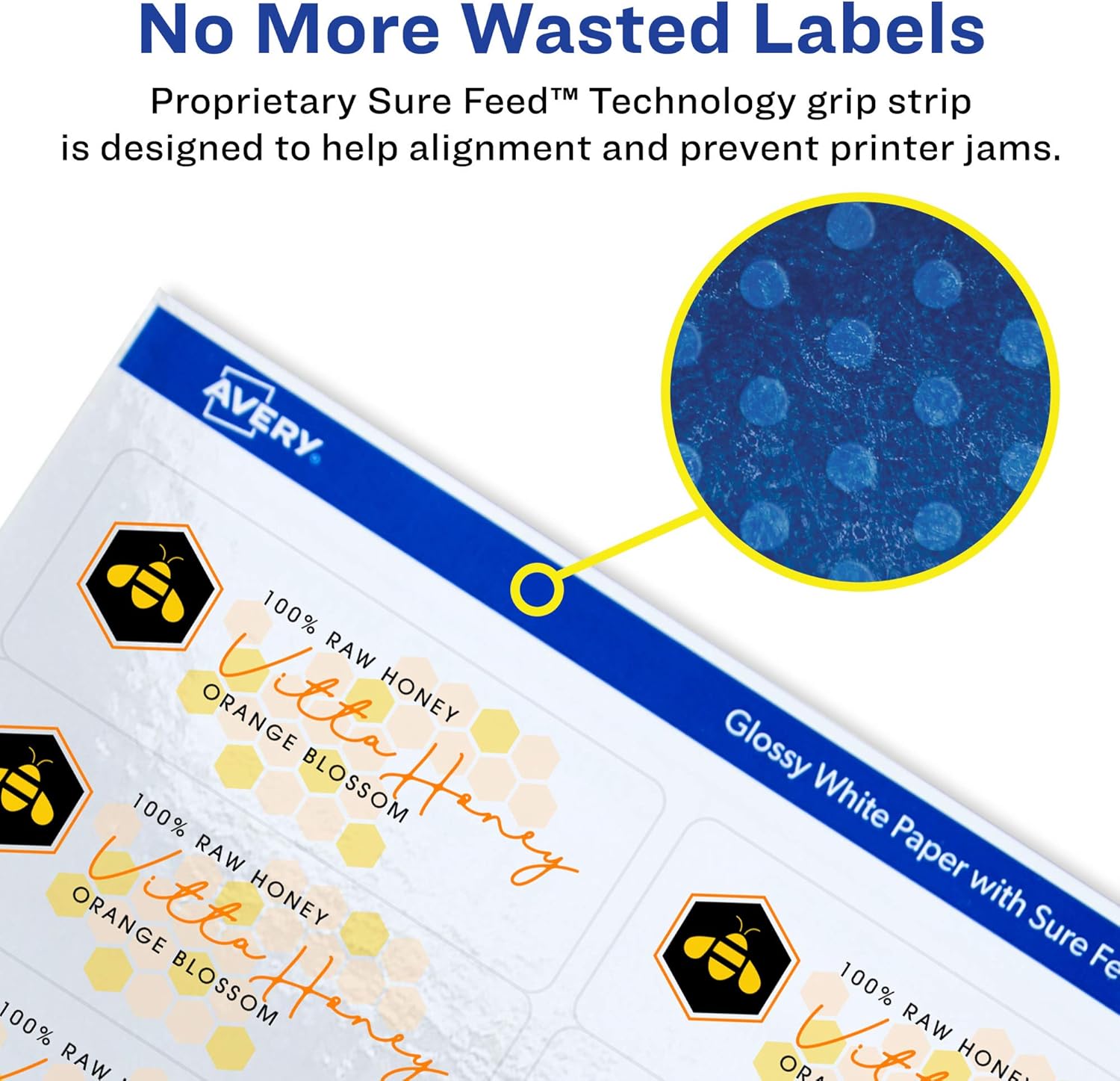 AVERY Rectangle Labels, Sure Feed Technology, 0.5" x 1.75", Glossy White