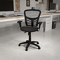 Flash Furniture Nicholas Mid-Back Transparent Black Mesh Multifunction Executive Swivel Ergonomic Office Chair