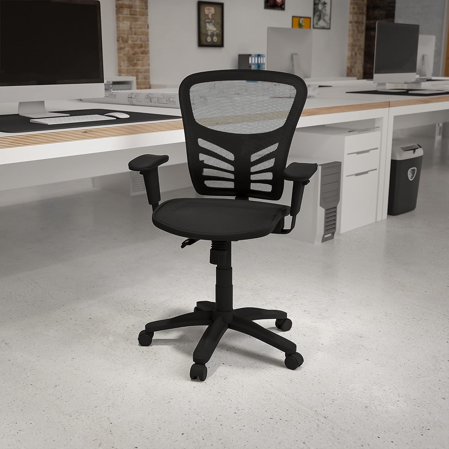 Flash Furniture Nicholas Mid-Back Transparent Black Mesh Multifunction Executive Swivel Ergonomic Office Chair