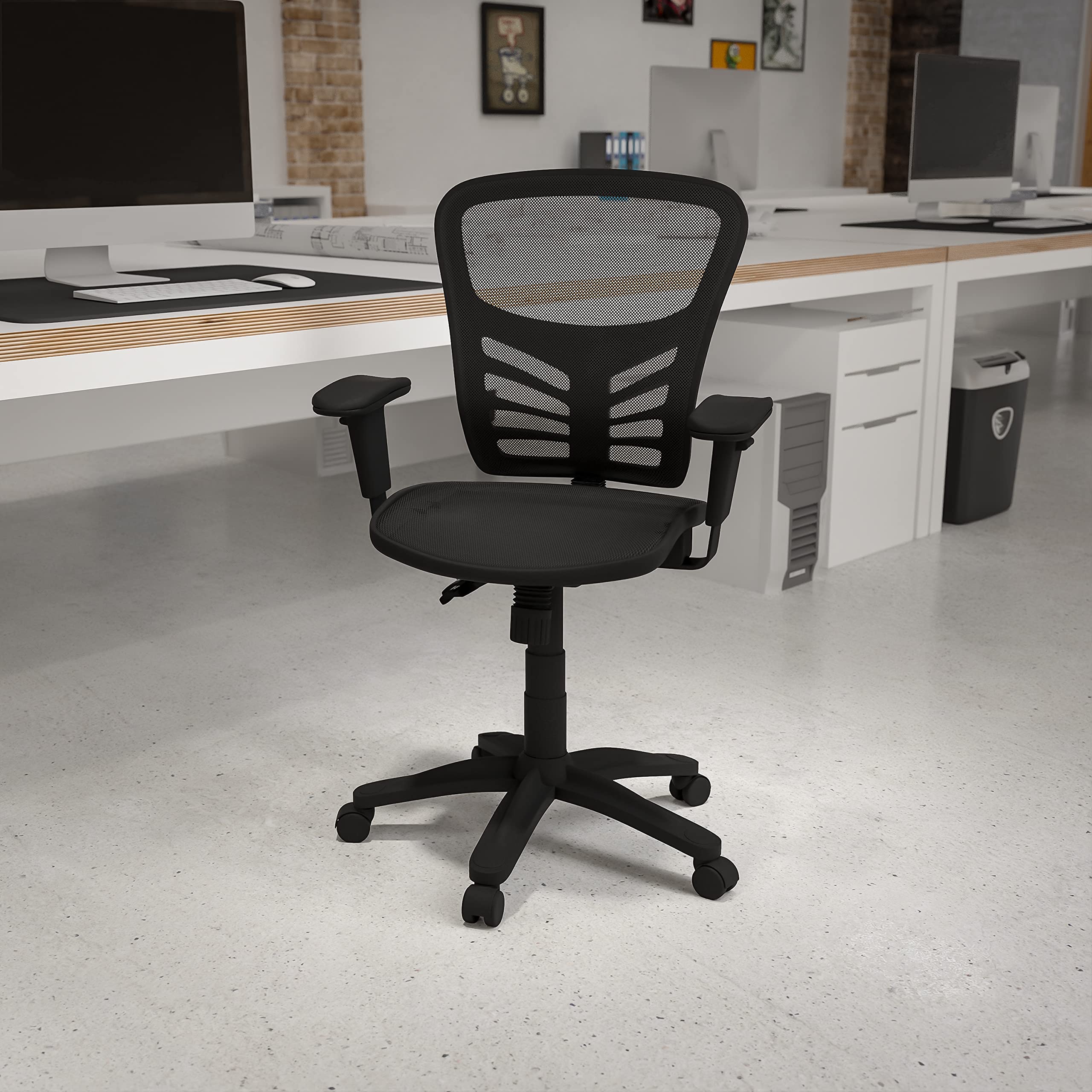 Flash Furniture Nicholas Mid-Back Transparent Black Mesh Multifunction Executive Swivel Ergonomic Office Chair