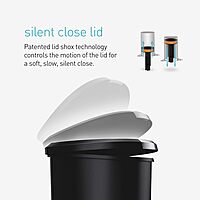 simplehuman 50 Liter / 13 Gallon Semi-Round Kitchen Step Trash Can with Secure Slide Lock