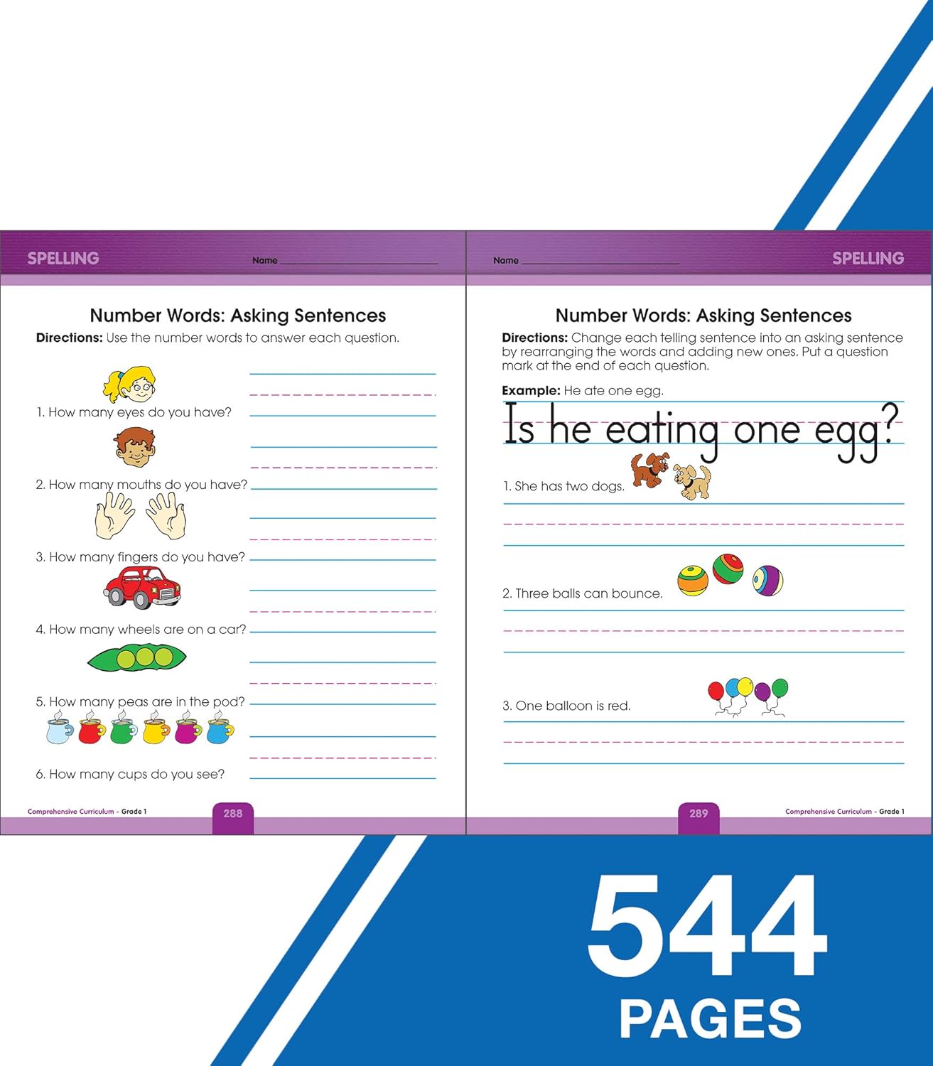 Carson Dellosa Comprehensive Curriculum of Basic Skills 1st Grade Workbook, Reading Comprehension, Language Arts, Spelling