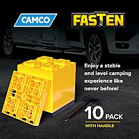 Camco FasTen RV Leveling Blocks with T-Handle, Interlocking Design