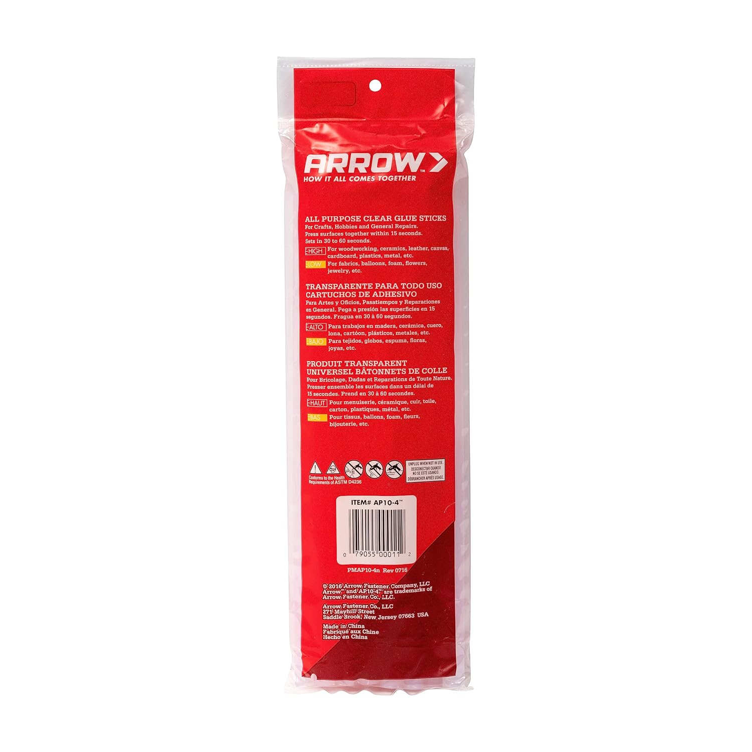 Arrow AP10-4 All Purpose Full Size Glue Sticks for Hot Glue Guns, Use for High Temp and Low Temp Crafting, Hobbies