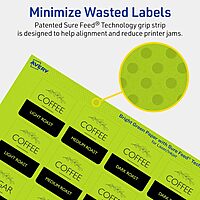 Avery Printable Square Labels, Sure Feed Technology, 1-1/2" x 1-1/2", Bright Green Labels, Print-to-The-Edge