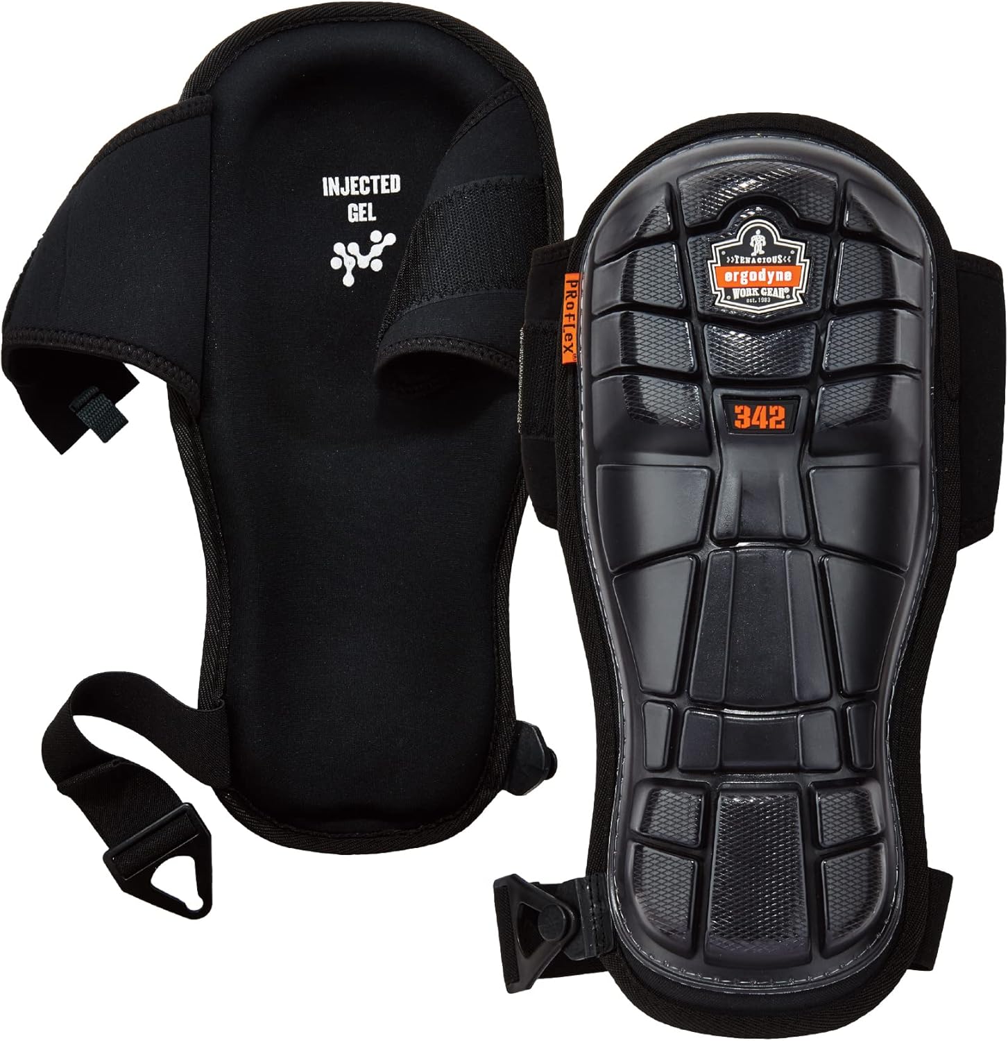 Ergodyne - 18442 ProFlex 342 Professional Knee Pads, Protective Extra Long Cap, Injected Gel Padded Technology