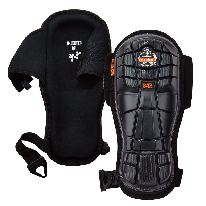Ergodyne - 18442 ProFlex 342 Professional Knee Pads, Protective Extra Long Cap, Injected Gel Padded Technology, Adjustable Straps, Black