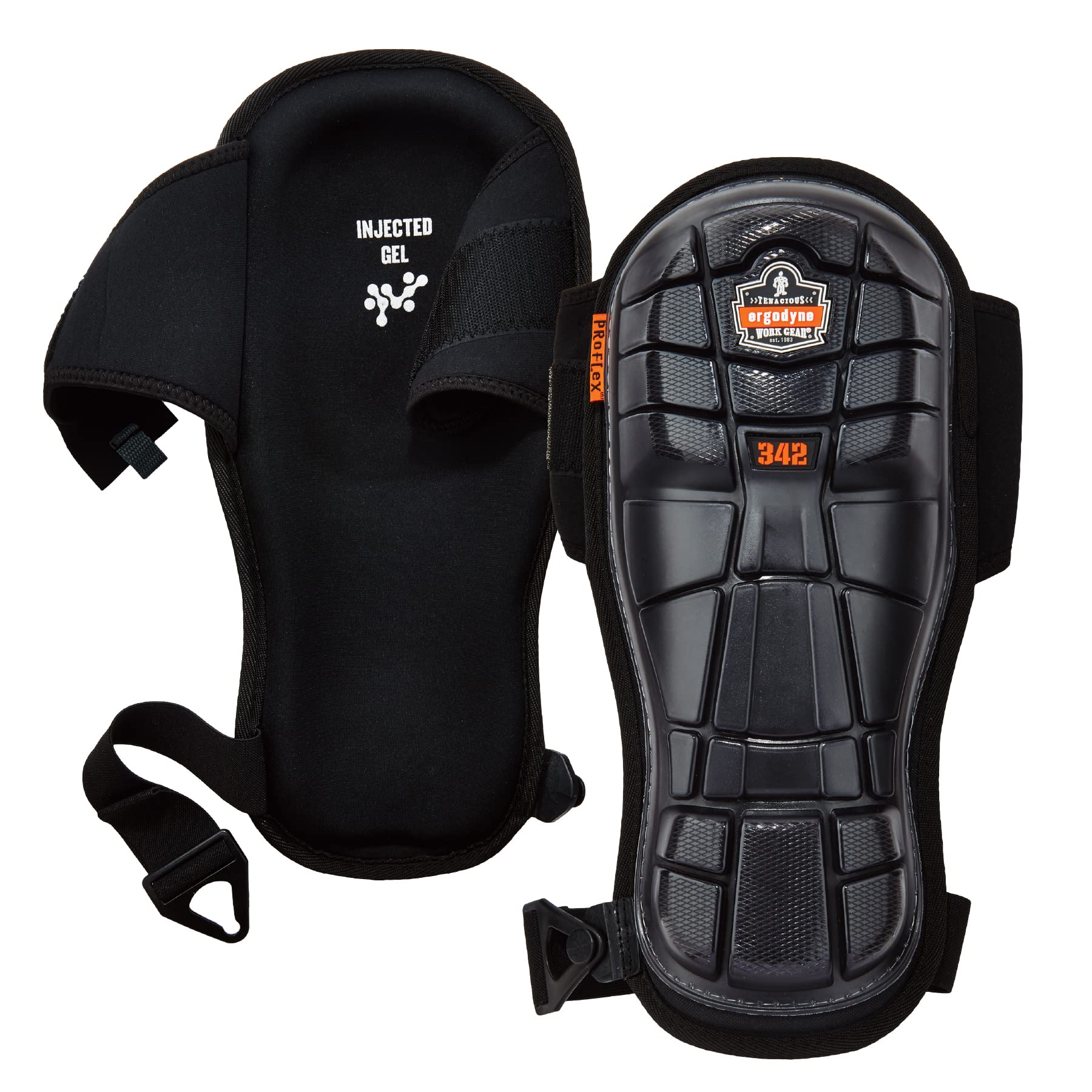 Ergodyne - 18442 ProFlex 342 Professional Knee Pads, Protective Extra Long Cap, Injected Gel Padded Technology