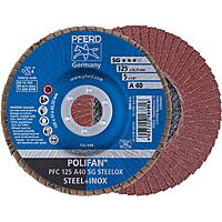 PFERD 62213 5" x 7/8" POLIFAN Flap Disc - Conical SG, Aluminum Oxide, 40 (10 Pack)