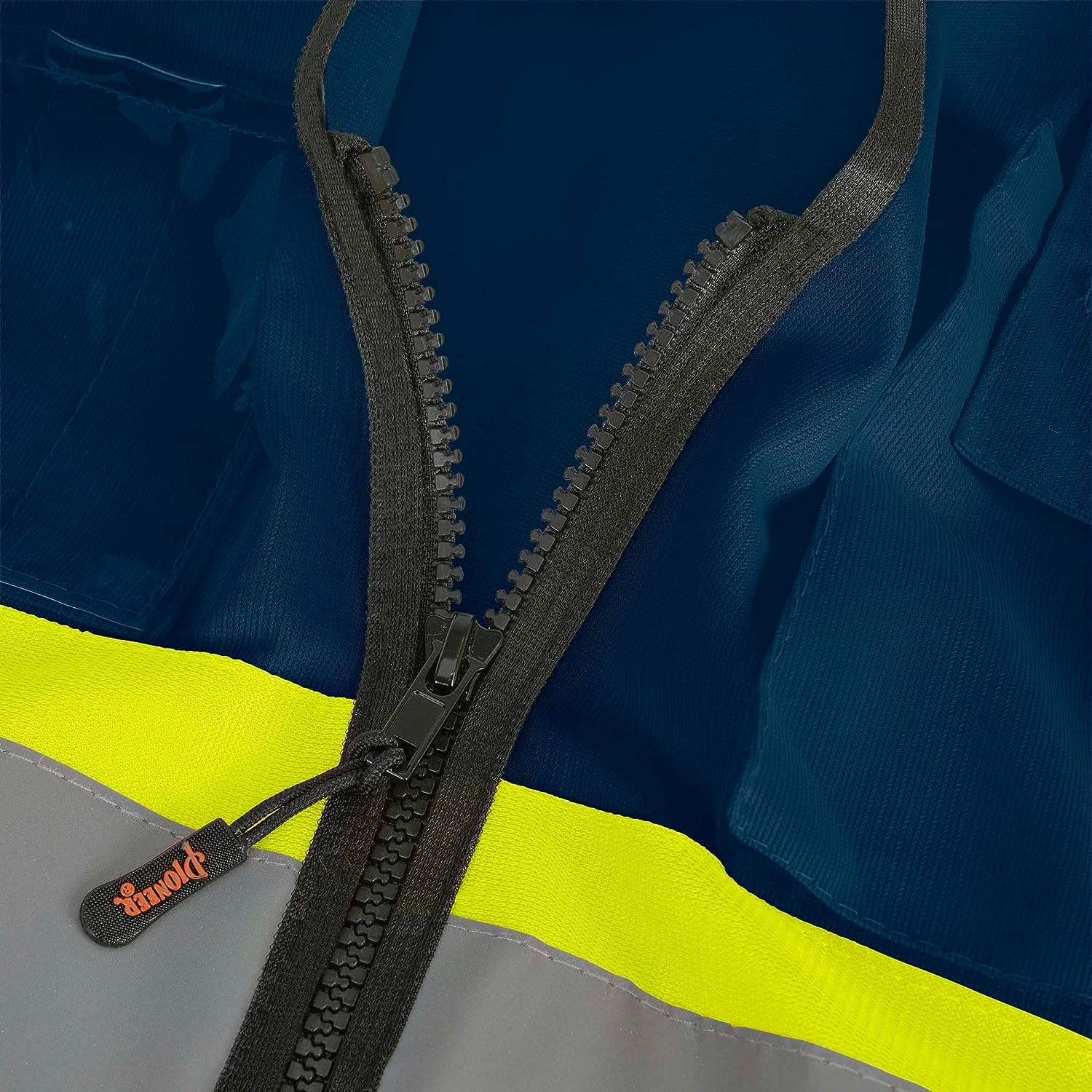 Pioneer Hi-Vis Reflective Safety Vest, Solid Neon, 8 Pockets, Zipper, Adjustable