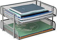 MIND READER Stackable Paper Tray Desktop Organizer, Metal Mesh